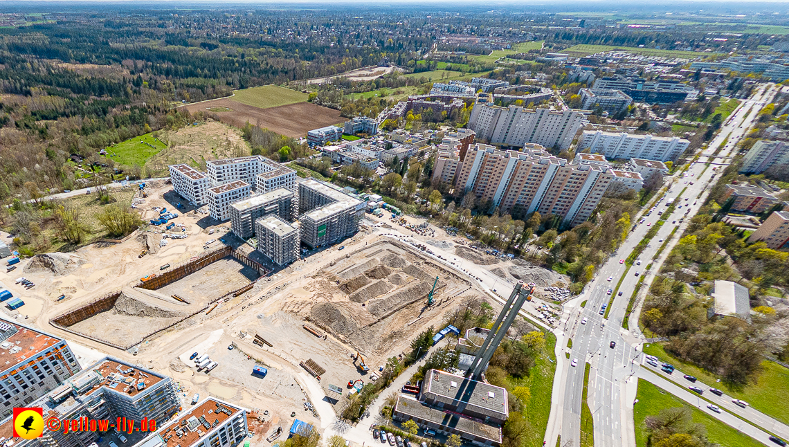 21.04.2023 - Luftbilder von der Baustelle Alexisquartier und Pandion Verde in Neuperlach